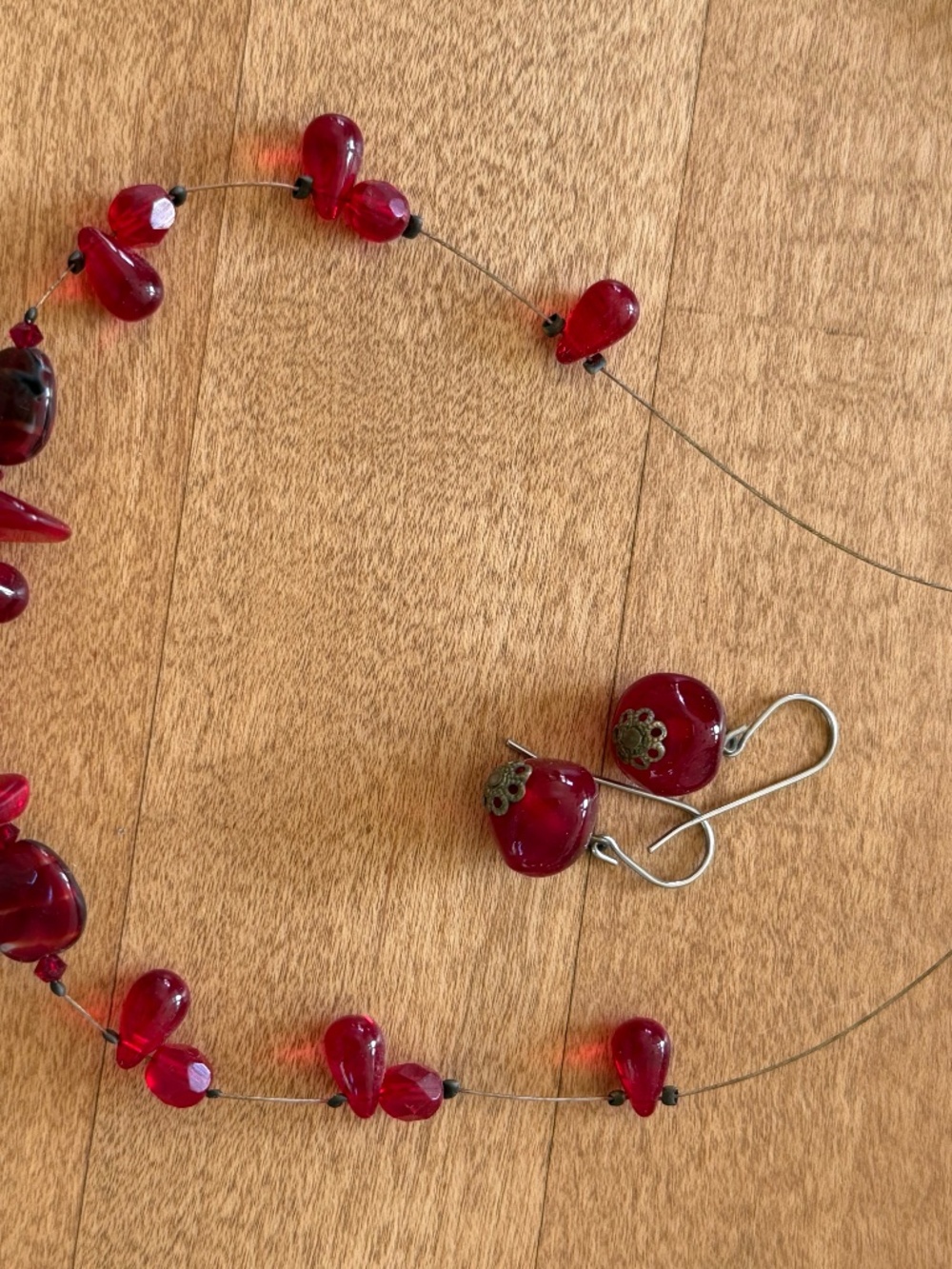 French glass bead antique necklace